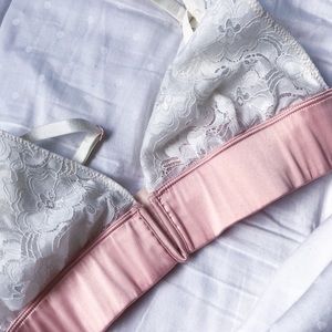 Free People Blush and white lace bralette